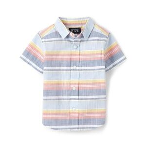 Toddler The Children's Place Pastel Short Sleeve Striped Button Down Shirt